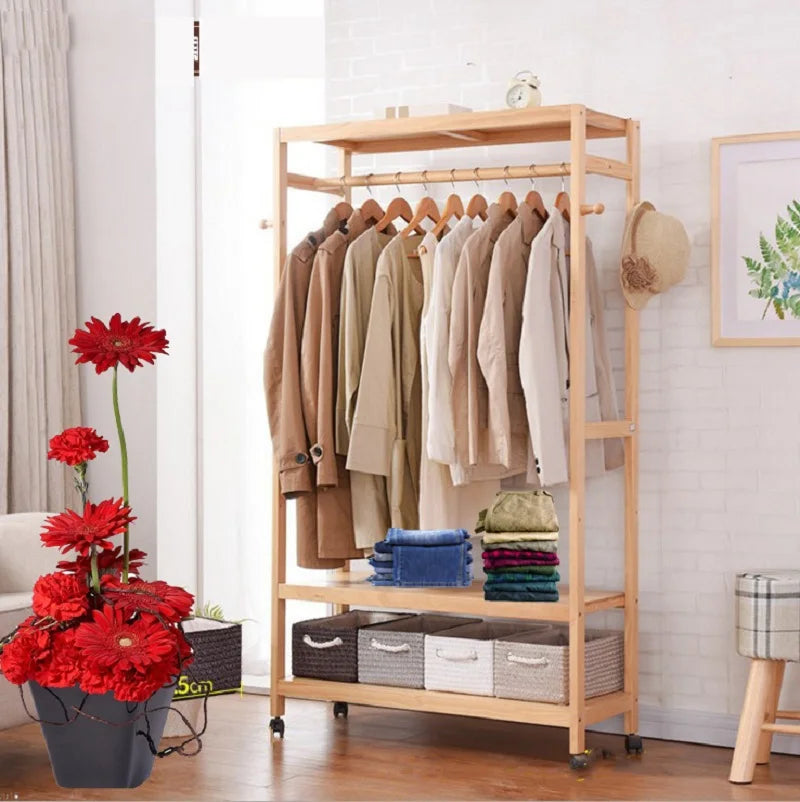 Mobile Garment Rack with Storage Shelves
