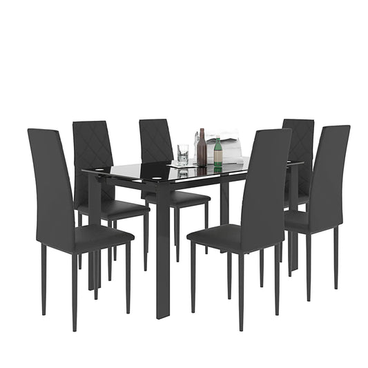 7-Piece Glass Dining Table Set