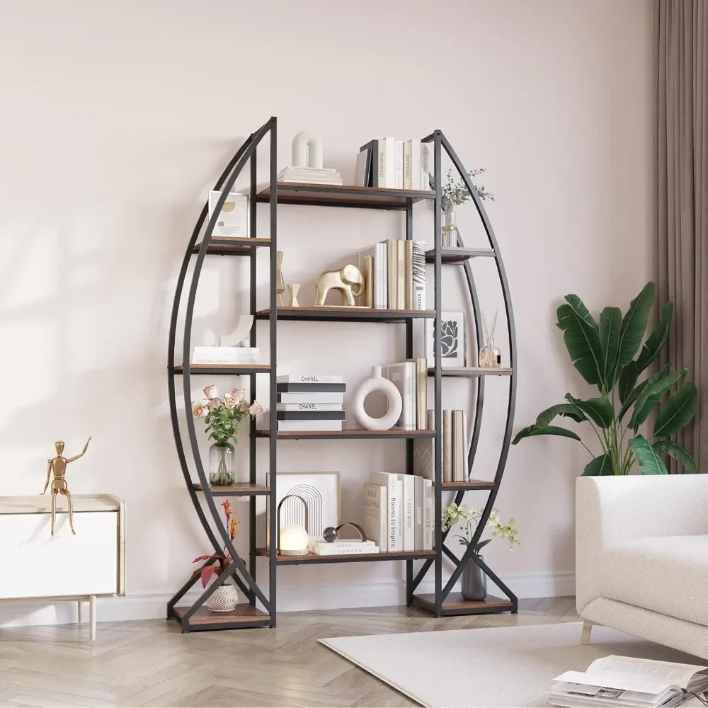Oval 5 Tier Industrial Bookcase