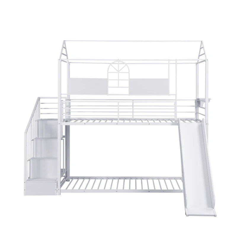Metal Child Bunk Bed w Slide and Steps