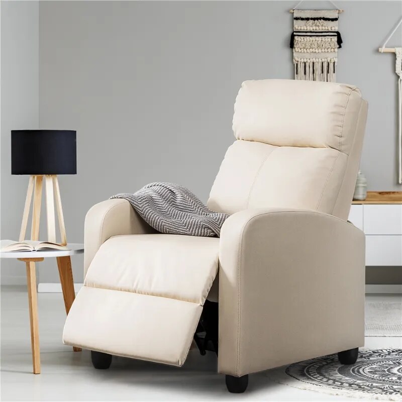 Faux Leather Push Back Recliner