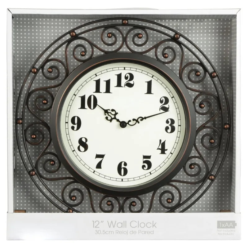 Wrought Iron Style Round Wall Clock