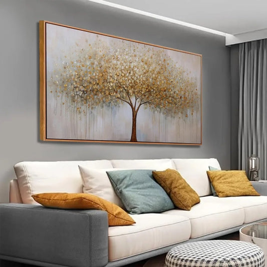 Wall Art Canvas Painting Decorative Paintings Golden Tree of Life Home Decorations Living Room Wall Decoration With Frame Decor