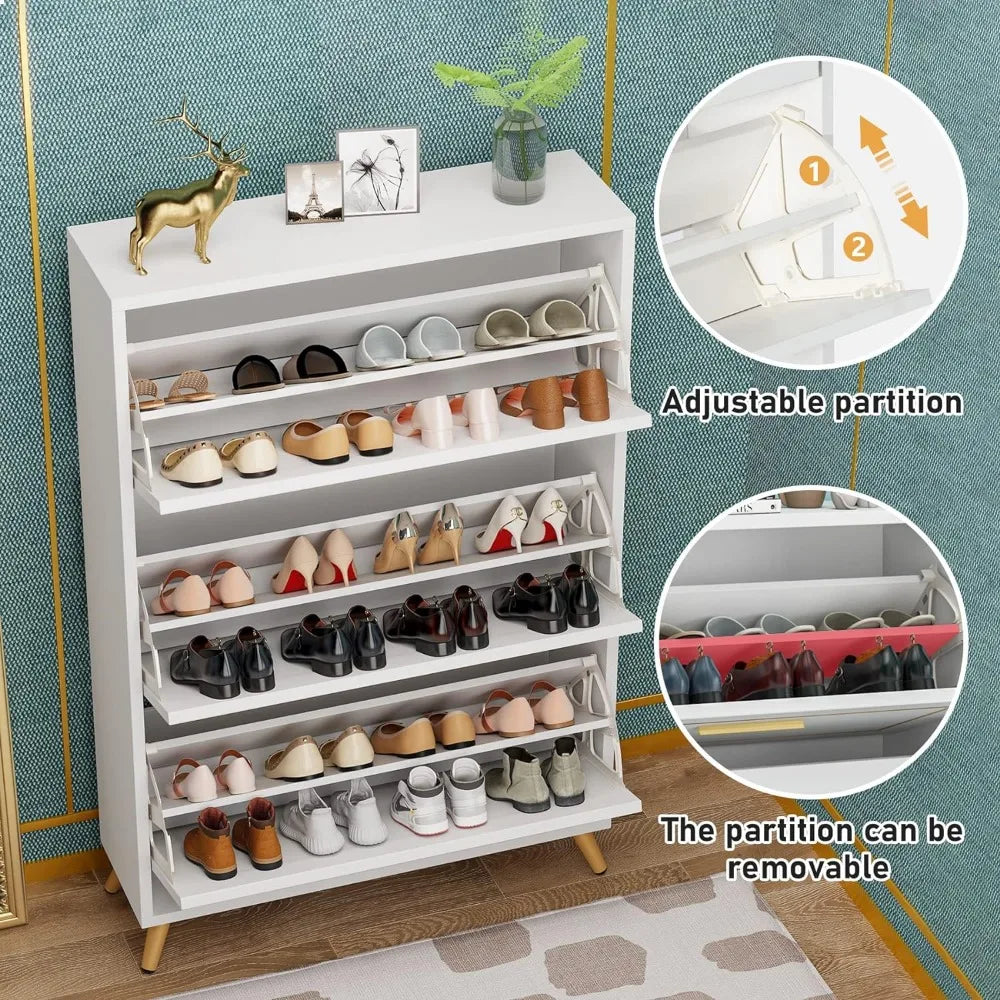Shoe Storage Cabinet with 3 Flip Drawers