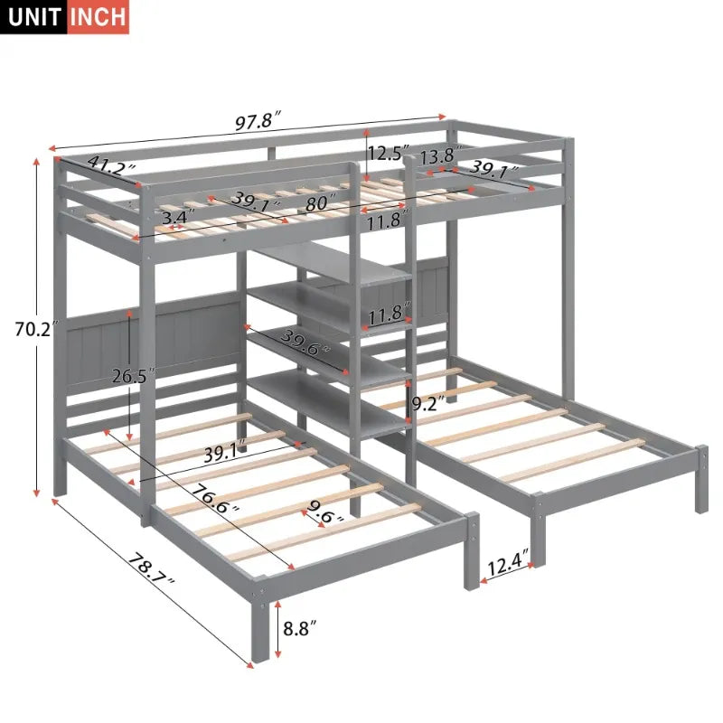 3-in-1 Bunk Set w Storage Ladder