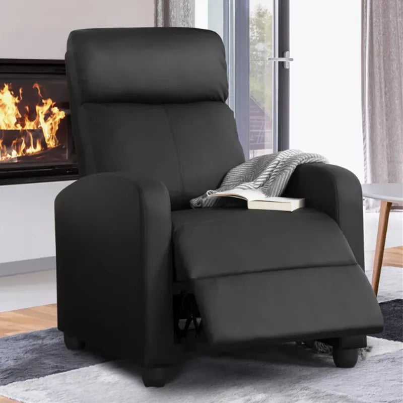 Faux Leather Push Back Recliner