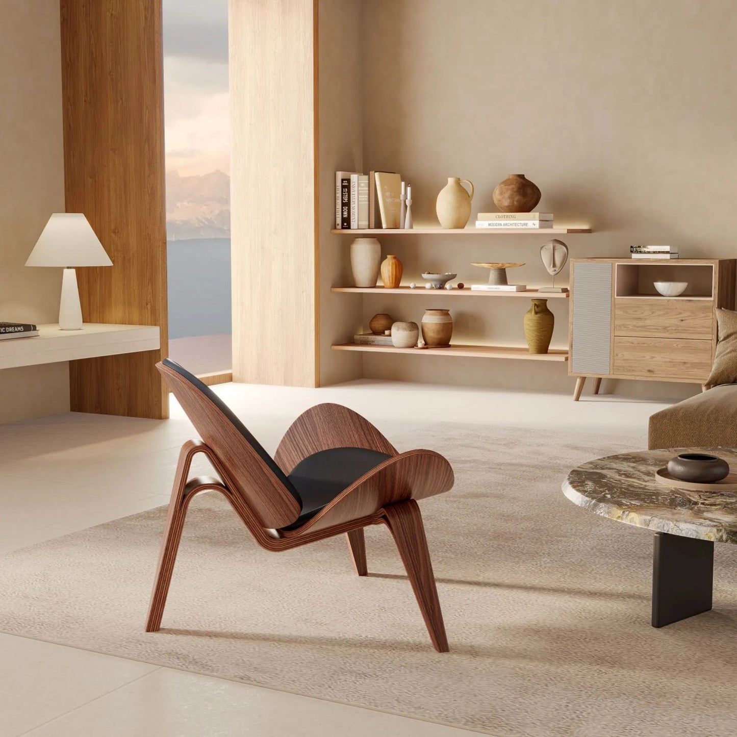 Modern Wood Living Room Lounge Chair