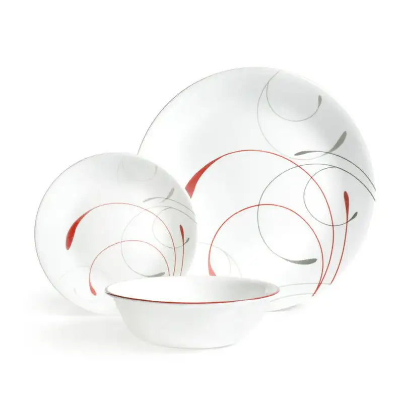 White and Red Dinnerware Set