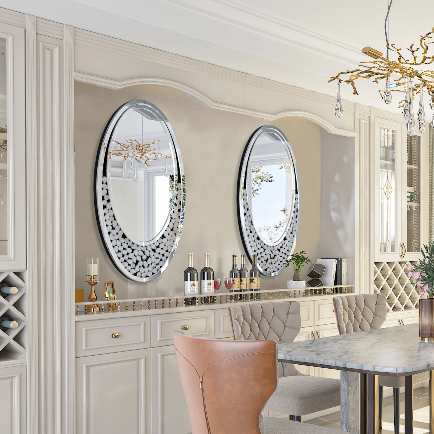 Decorative Diamond Oval Wall Mirror