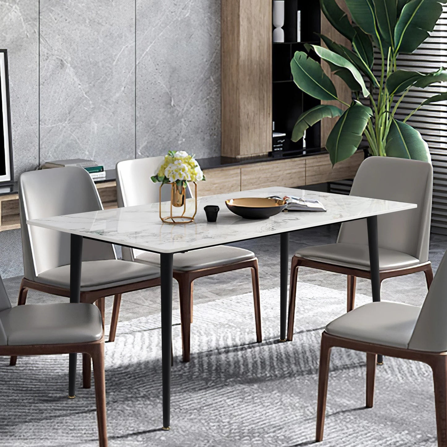 Sintered Stone and Metal Dining Table