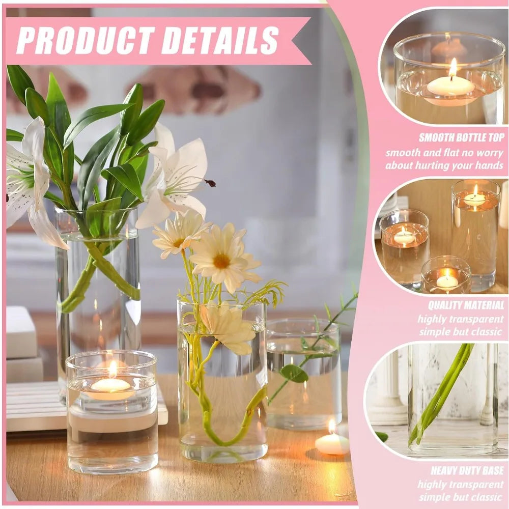 36 pc Clear Glass Floating Candles Set