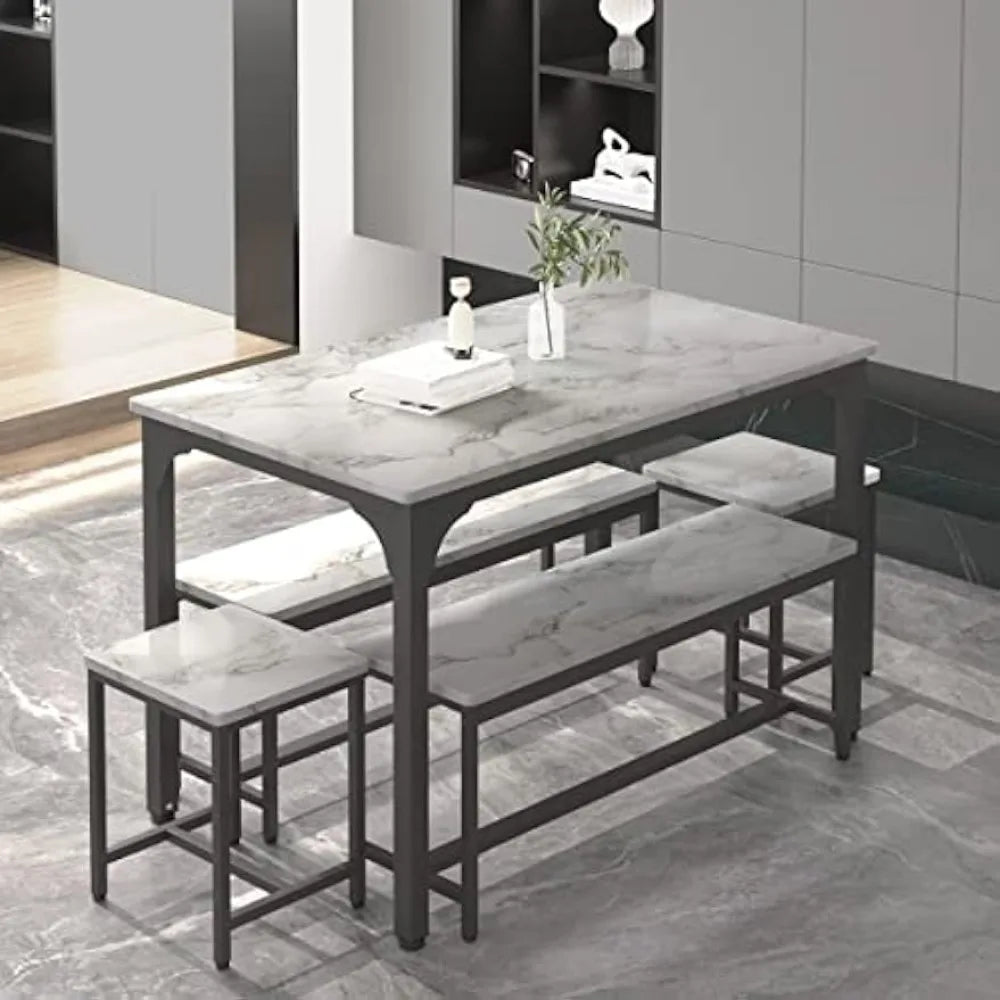 Marble Dining Set w Benches