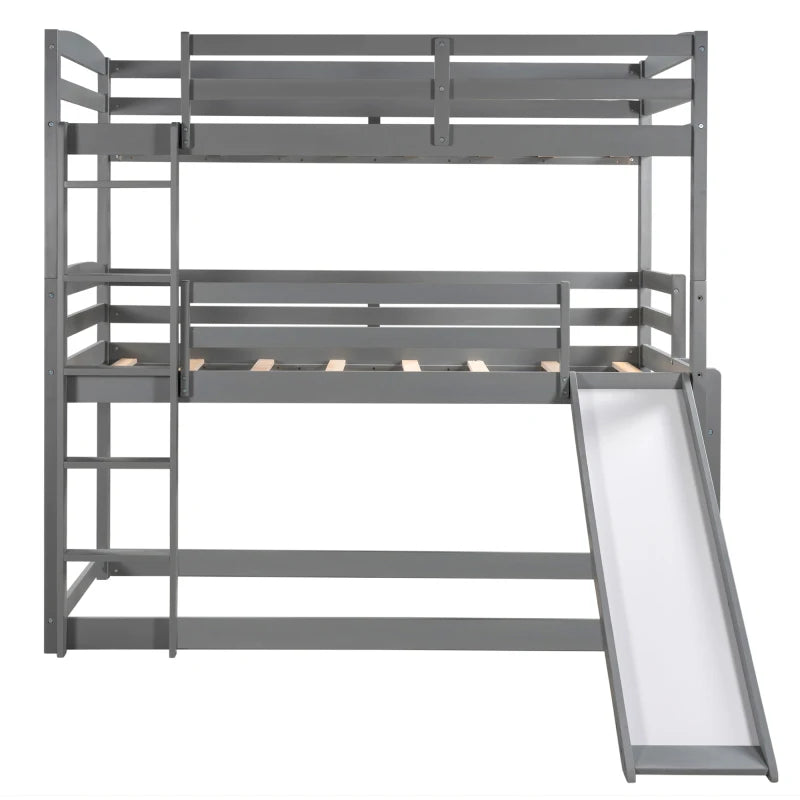 Modular Triple Bunk Bed Set with Ladder and Slide