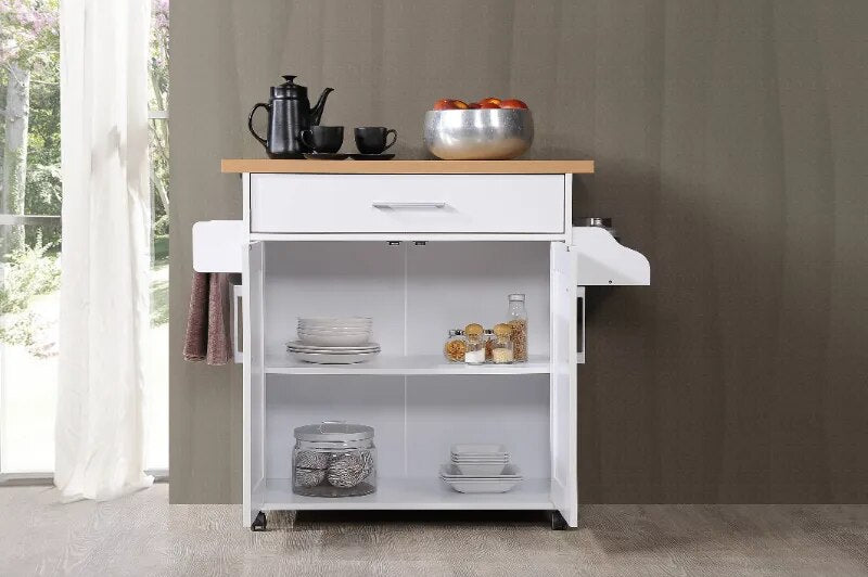 Kitchen Cart with Spice & Towel Racks