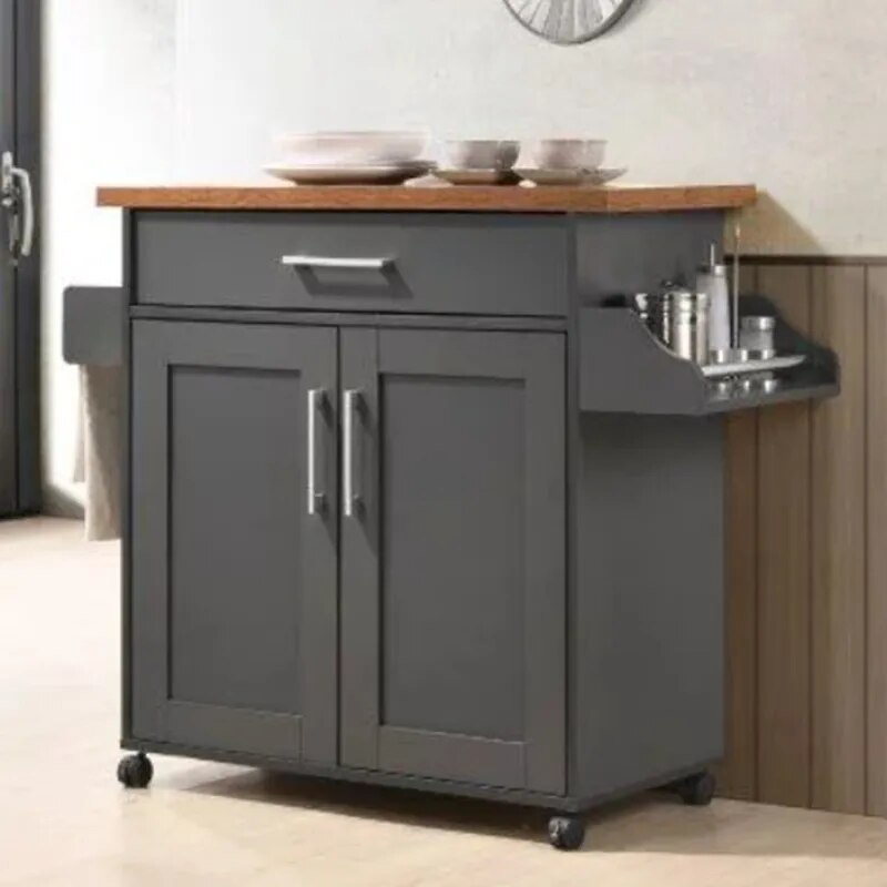 Kitchen Cart with Spice & Towel Racks